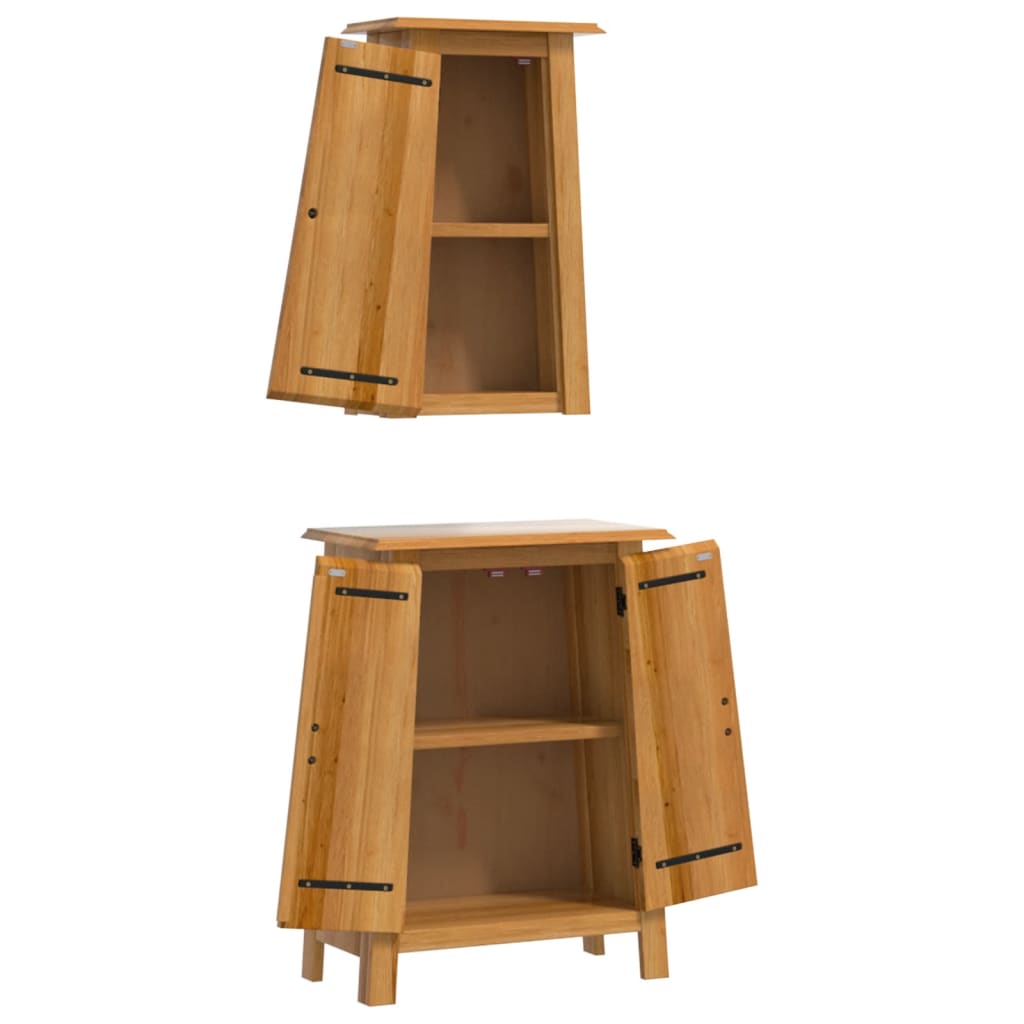 2 Piece Bathroom Furniture Set Solid Wood Pine