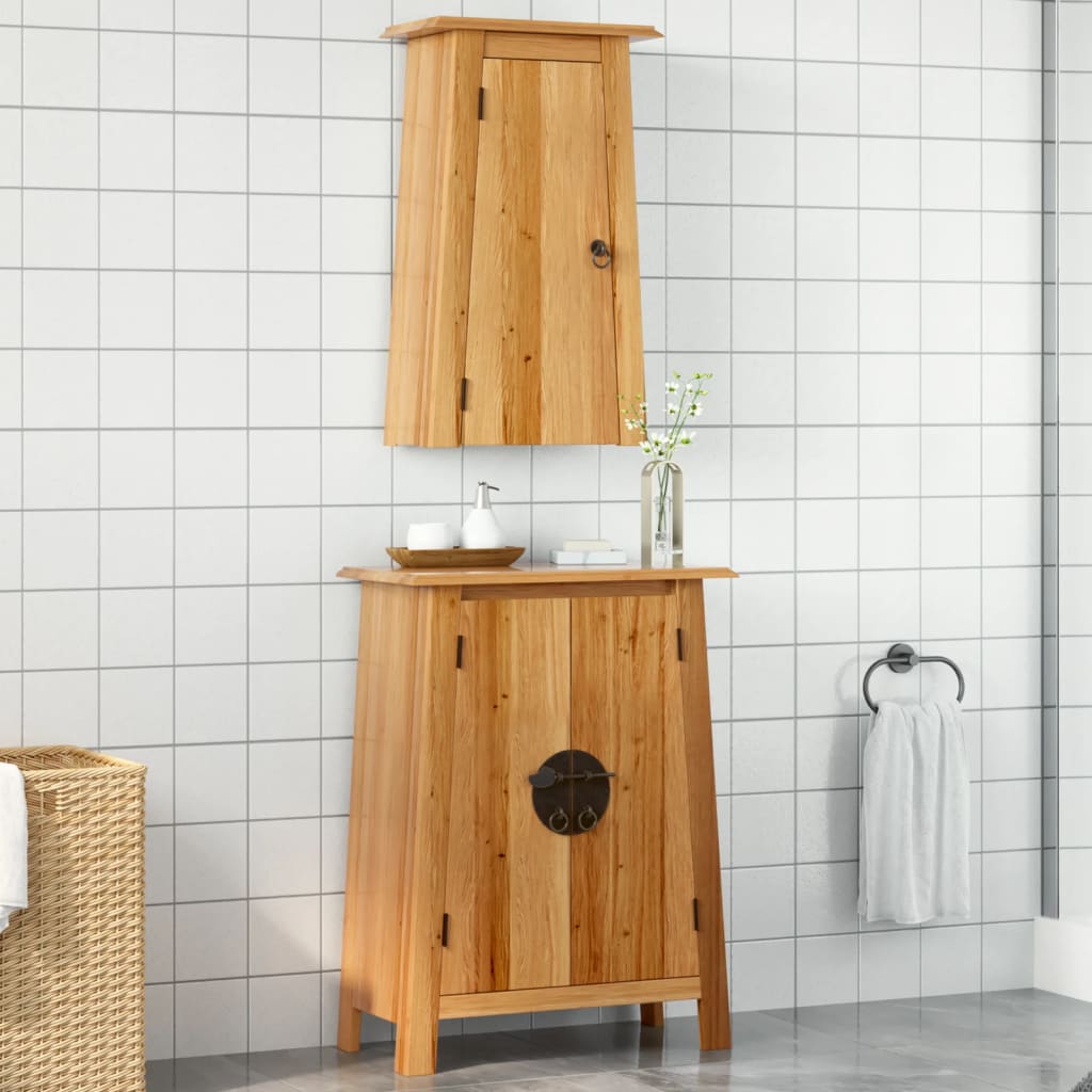 2 Piece Bathroom Furniture Set Solid Wood Pine