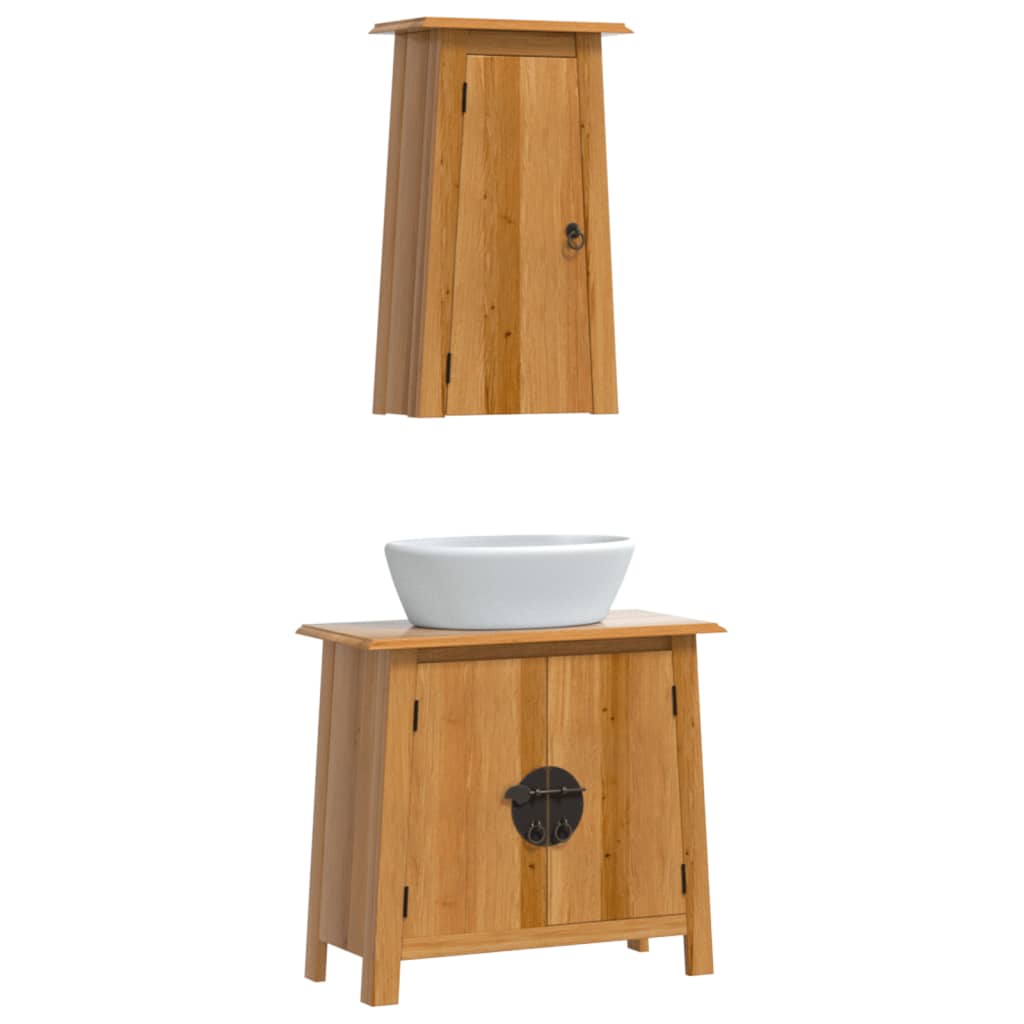 2 Piece Bathroom Furniture Set Solid Wood Pine