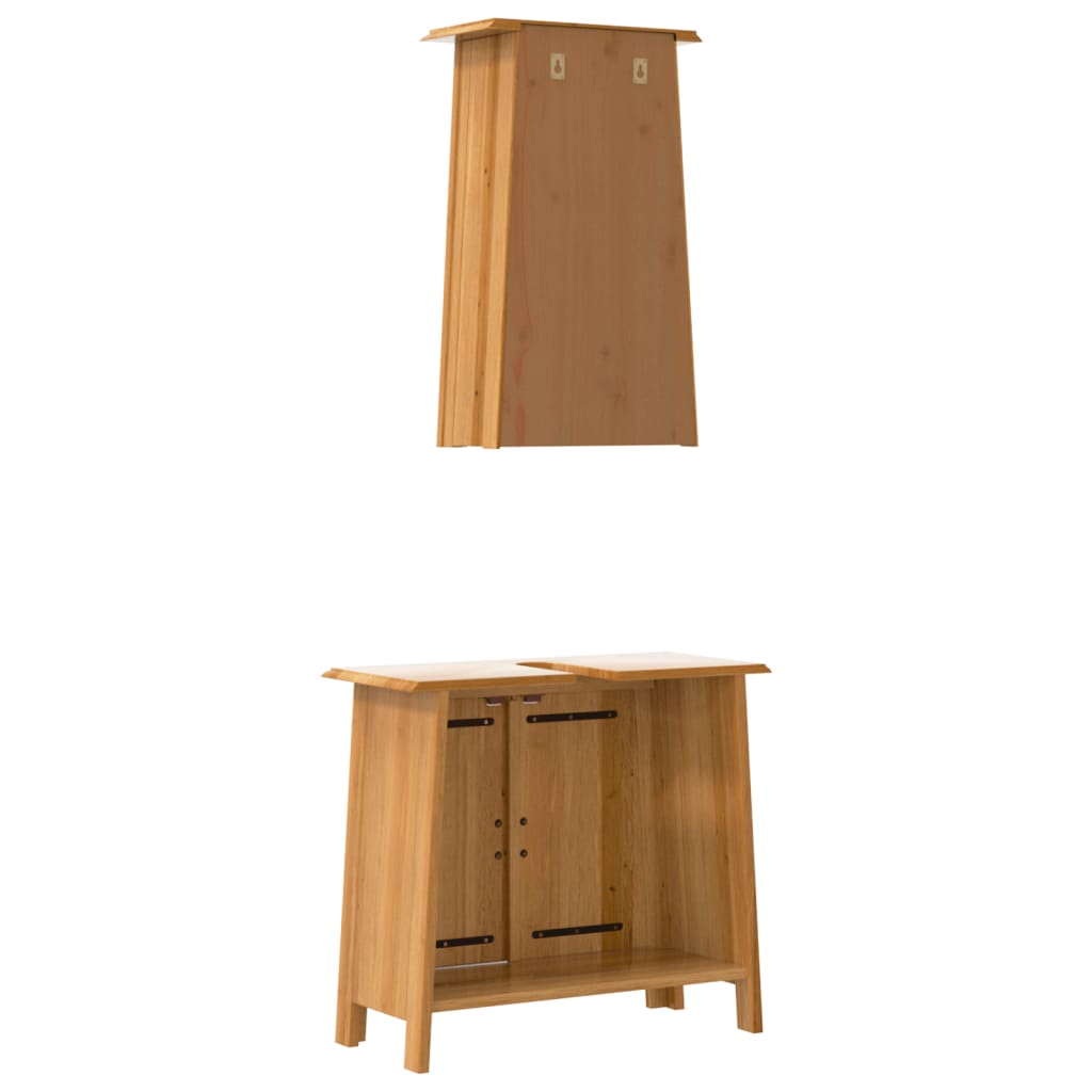 2 Piece Bathroom Furniture Set Solid Wood Pine