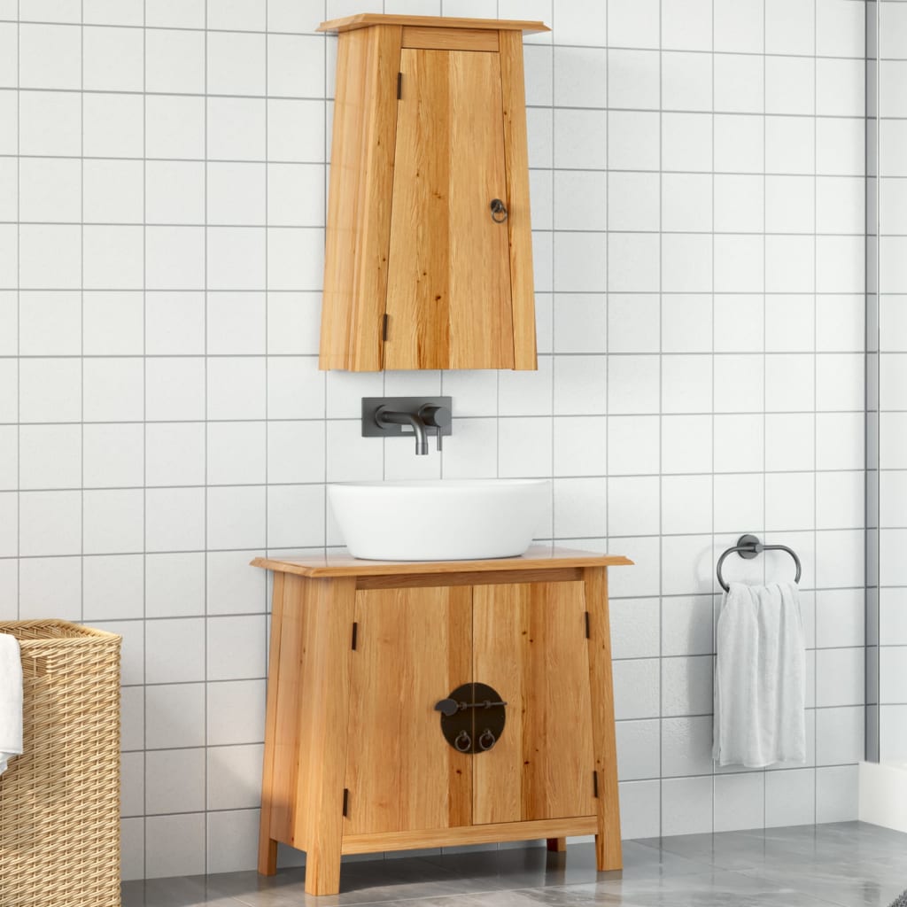 2 Piece Bathroom Furniture Set Solid Wood Pine