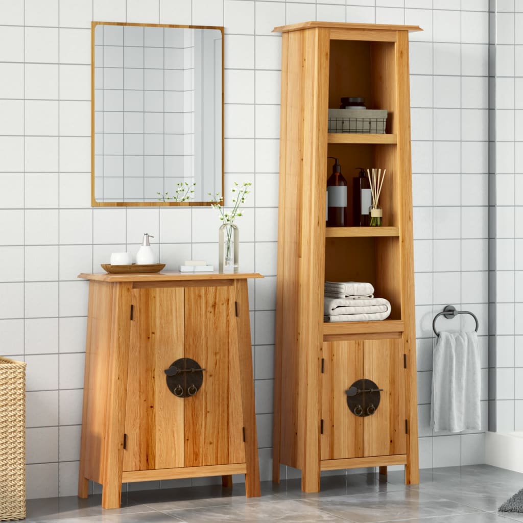 2 Piece Bathroom Furniture Set Solid Wood Pine