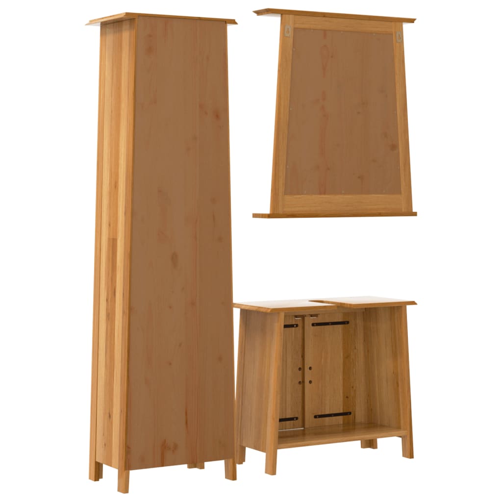 3 Piece Bathroom Furniture Set Solid Wood Pine