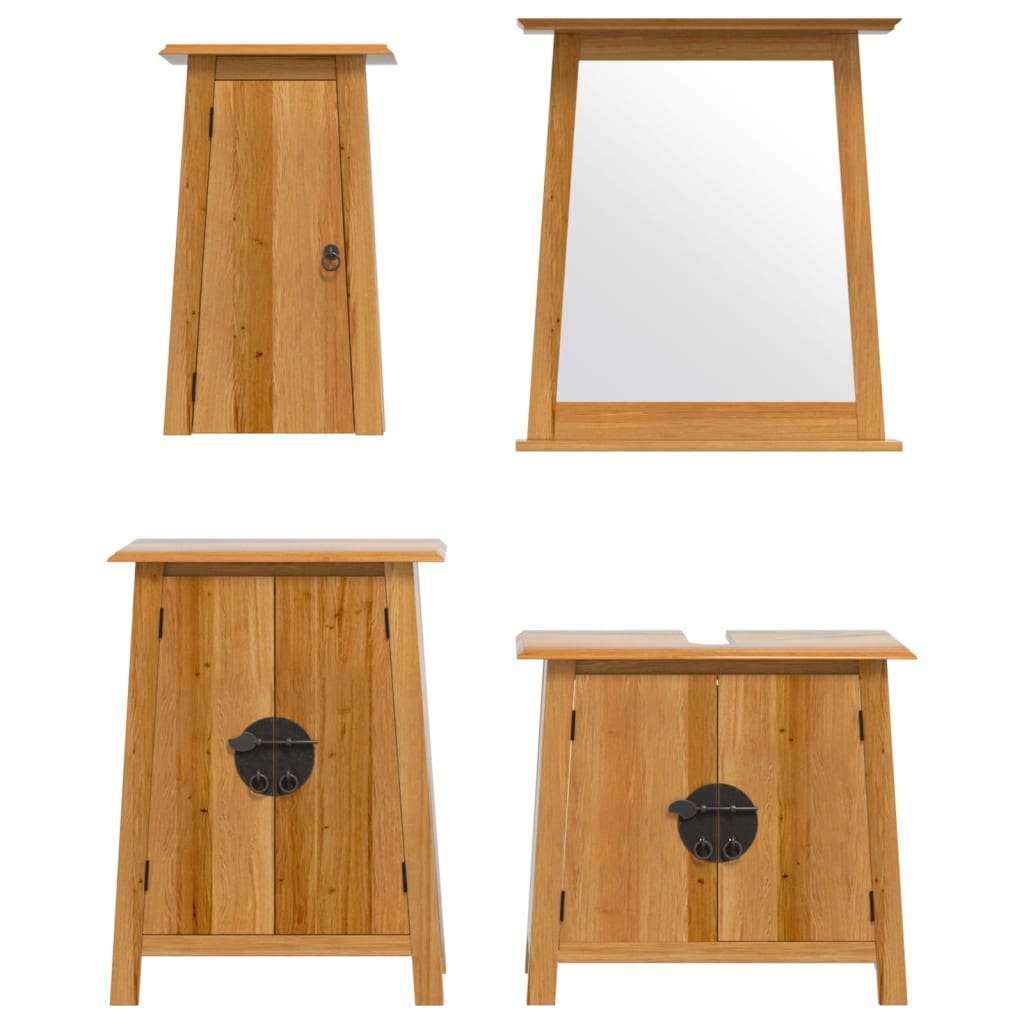 4 Piece Bathroom Furniture Set Solid Wood Pine