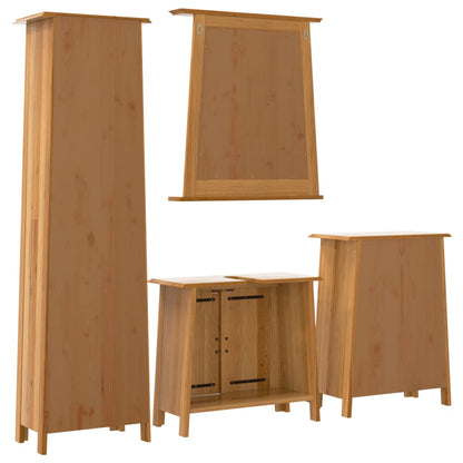 4 Piece Bathroom Furniture Set Solid Wood Pine