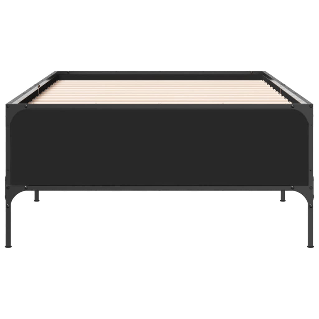 Bed Frame Black 100x200 cm Engineered Wood and Metal