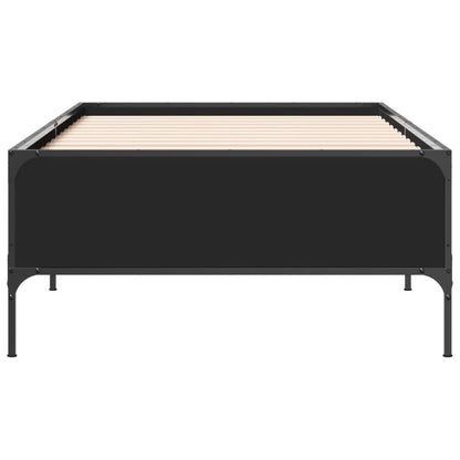 Bed Frame Black 100x200 cm Engineered Wood and Metal