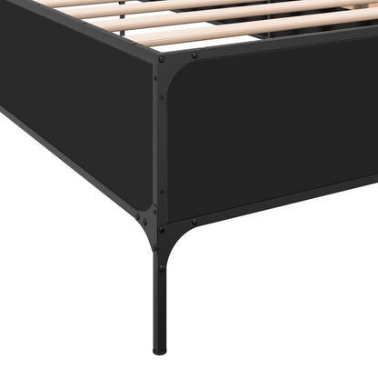 Bed Frame Black 100x200 cm Engineered Wood and Metal