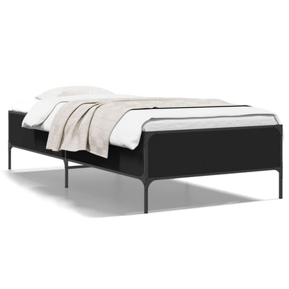 Bed Frame Black 100x200 cm Engineered Wood and Metal