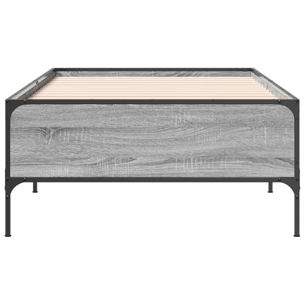 Bed Frame Grey Sonoma 90x200 cm Engineered Wood and Metal