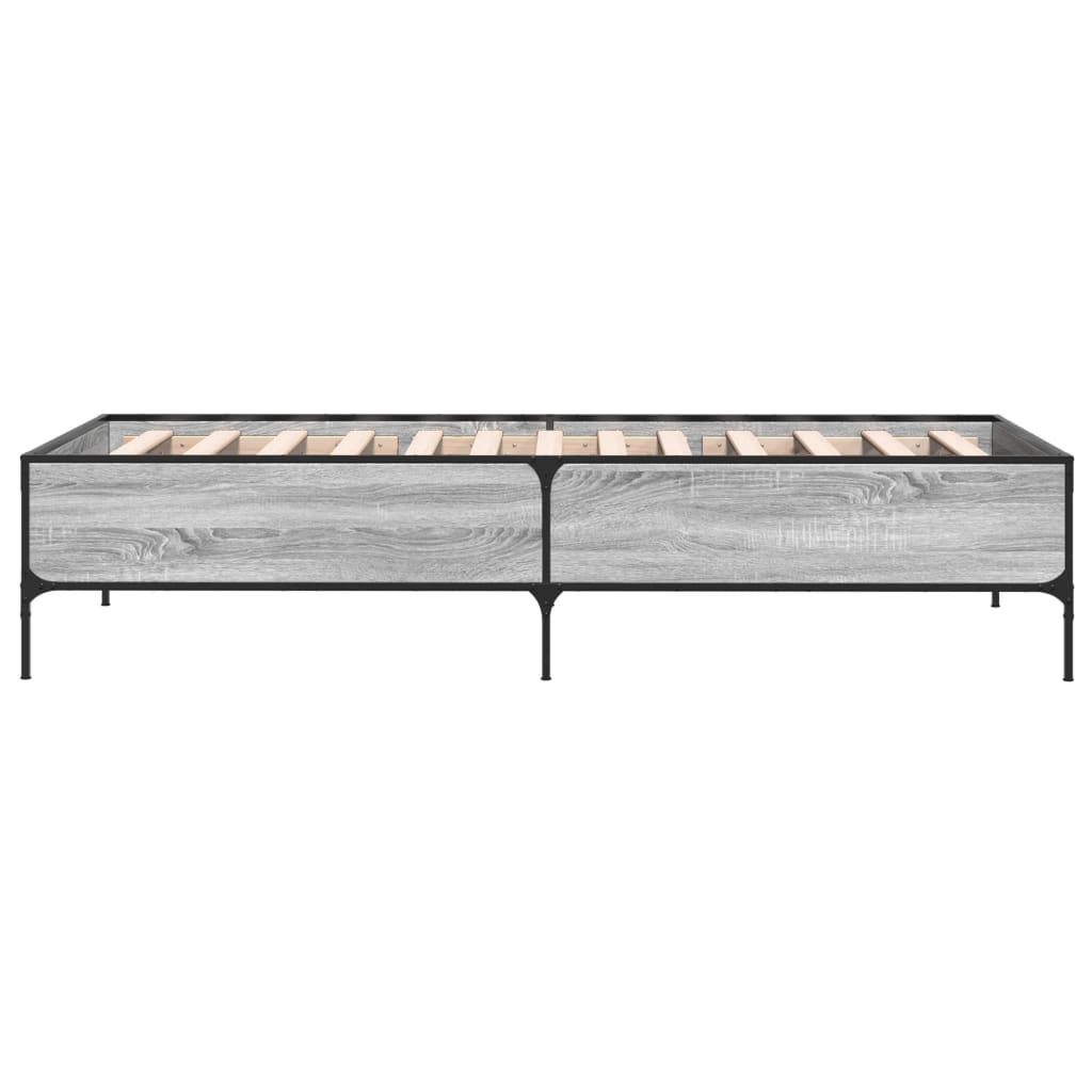 Bed Frame Grey Sonoma 90x200 cm Engineered Wood and Metal