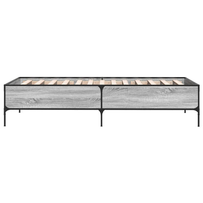 Bed Frame Grey Sonoma 90x200 cm Engineered Wood and Metal