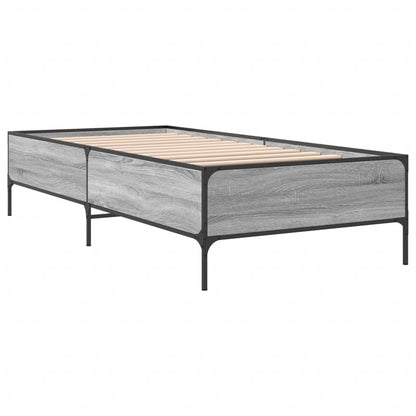 Bed Frame Grey Sonoma 90x200 cm Engineered Wood and Metal