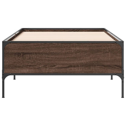 Bed Frame Brown Oak 90x200 cm Engineered Wood and Metal