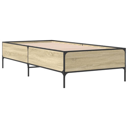 Bed Frame Sonoma Oak 90x190 cm Single Engineered Wood and Metal