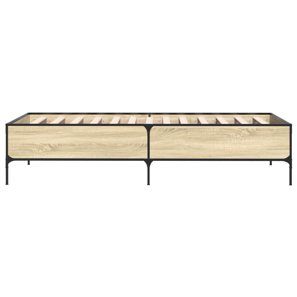 Bed Frame Sonoma Oak 90x190 cm Single Engineered Wood and Metal