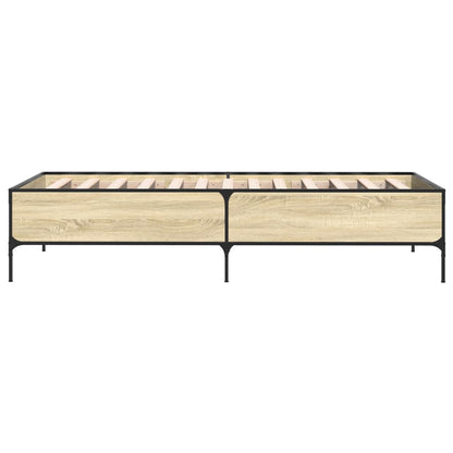 Bed Frame Sonoma Oak 90x190 cm Single Engineered Wood and Metal