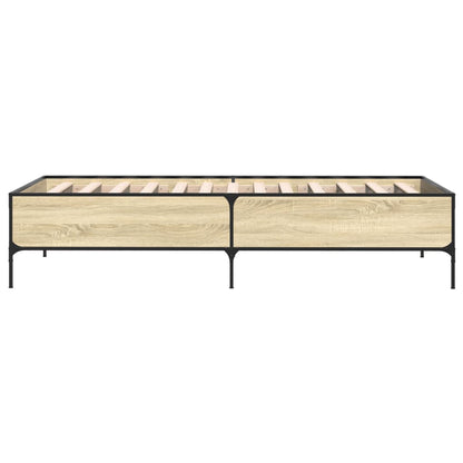 Bed Frame Sonoma Oak 75x190 cm Small Single Engineered Wood and Metal