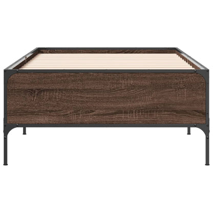 Bed Frame Brown Oak 75x190 cm Small Single Engineered Wood and Metal