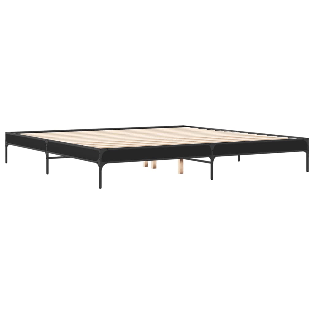 Bed Frame Black 200x200 cm Engineered Wood and Metal