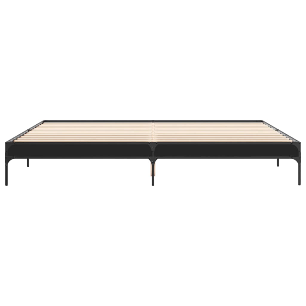 Bed Frame Black 200x200 cm Engineered Wood and Metal