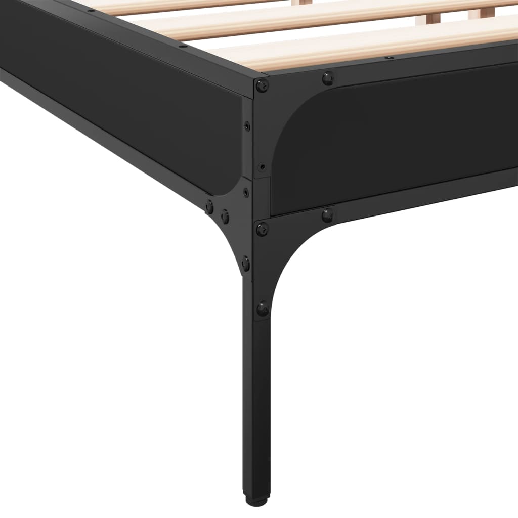 Bed Frame Black 200x200 cm Engineered Wood and Metal