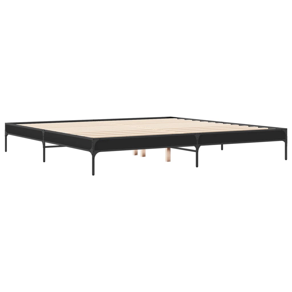 Bed Frame Black 180x200 cm Super King Engineered Wood and Metal