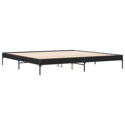 Bed Frame Black 180x200 cm Super King Engineered Wood and Metal