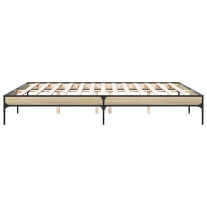 Bed Frame Sonoma Oak 180x200 cm Super King Engineered Wood and Metal