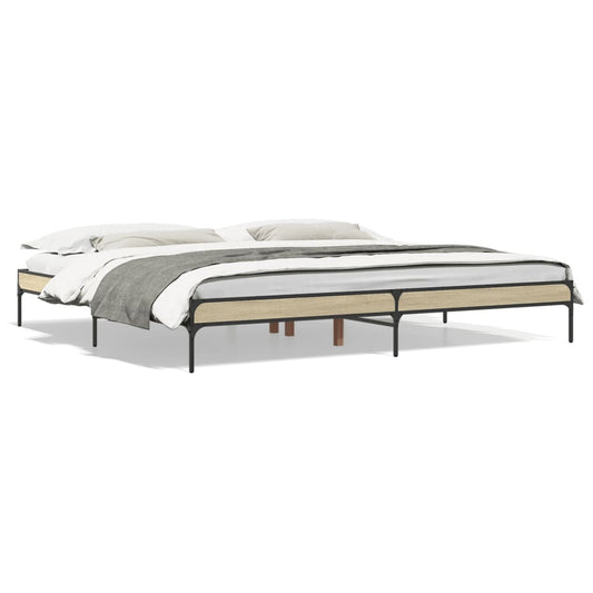 Bed Frame Sonoma Oak 180x200 cm Super King Engineered Wood and Metal