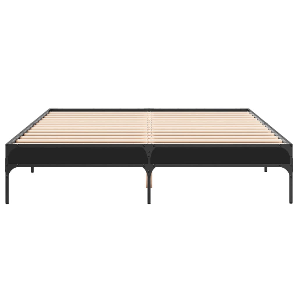 Bed Frame Black 160x200 cm Engineered Wood and Metal