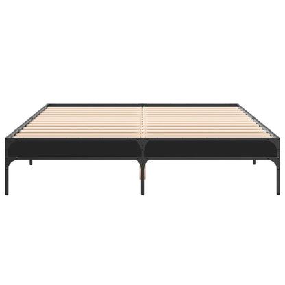 Bed Frame Black 160x200 cm Engineered Wood and Metal