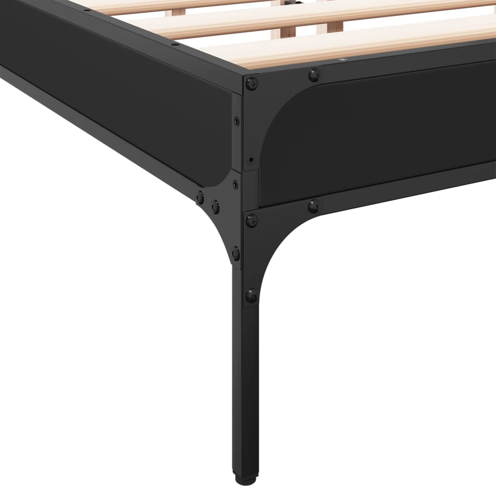 Bed Frame Black 160x200 cm Engineered Wood and Metal