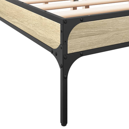 Bed Frame Sonoma Oak 160x200 cm Engineered Wood and Metal