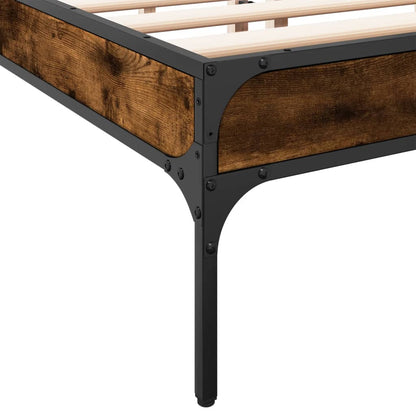 Bed Frame Smoked Oak 160x200 cm Engineered Wood and Metal