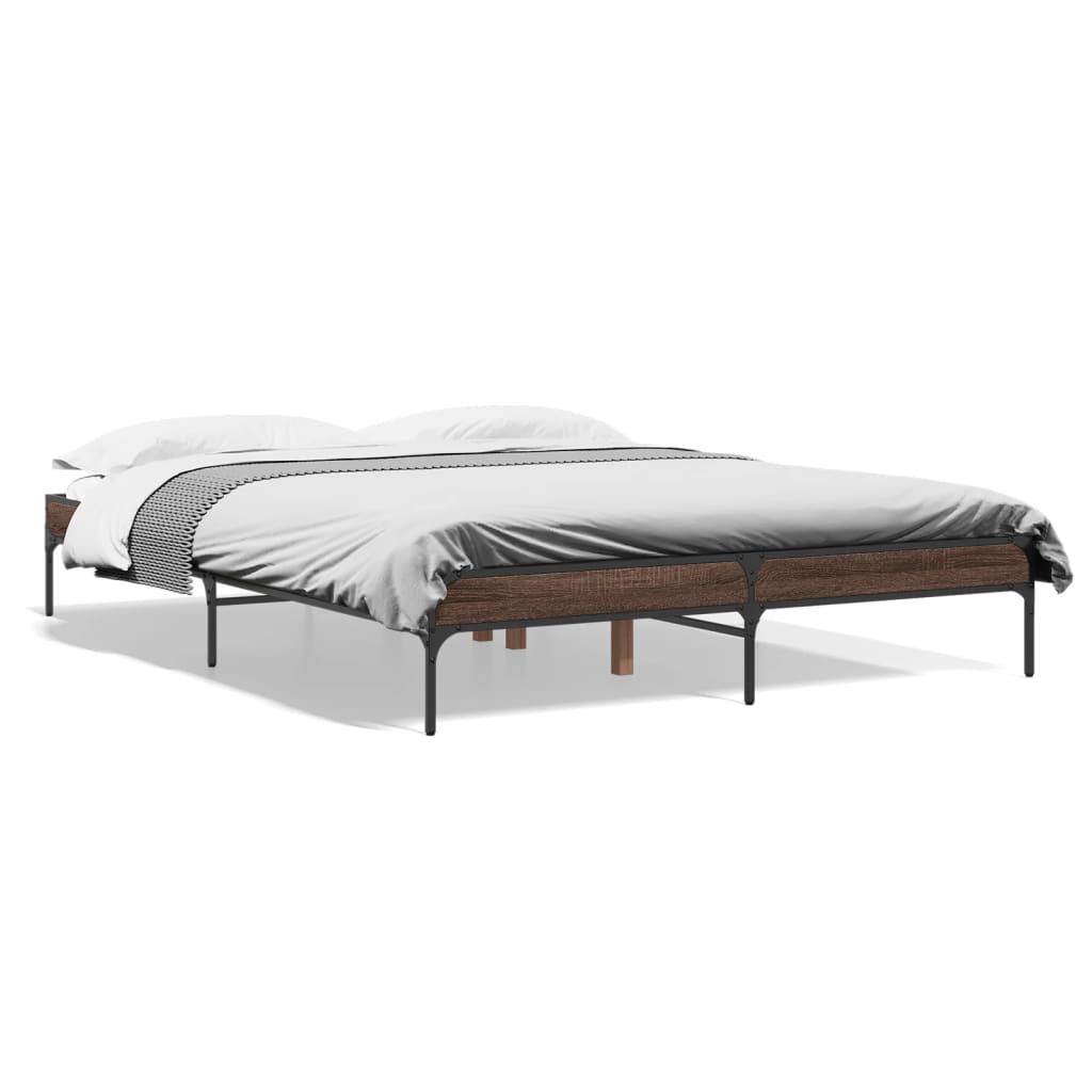 Bed Frame without Mattress Brown Oak 160x200 cm