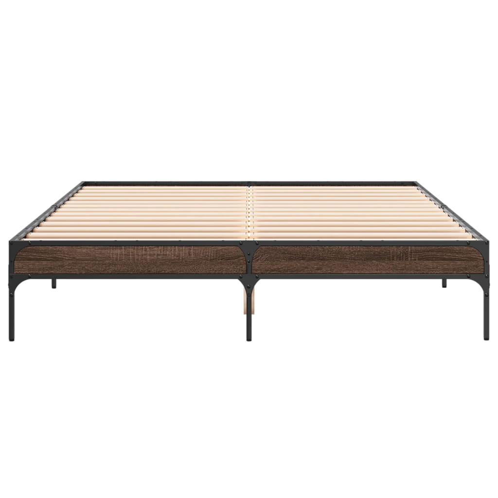 Bed Frame without Mattress Brown Oak 160x200 cm