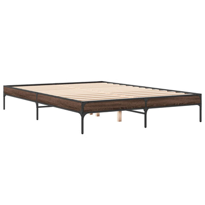 Bed Frame without Mattress Brown Oak 160x200 cm