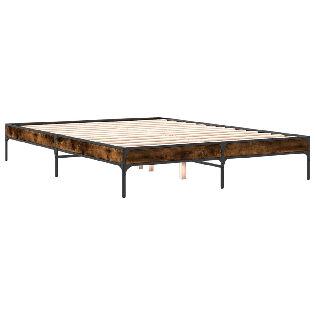 Bed Frame without Mattress Smoked Oak 150x200 cm King Size