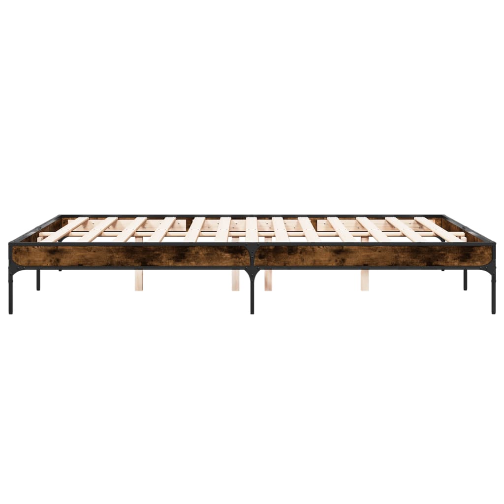 Bed Frame without Mattress Smoked Oak 150x200 cm King Size