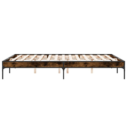 Bed Frame without Mattress Smoked Oak 150x200 cm King Size