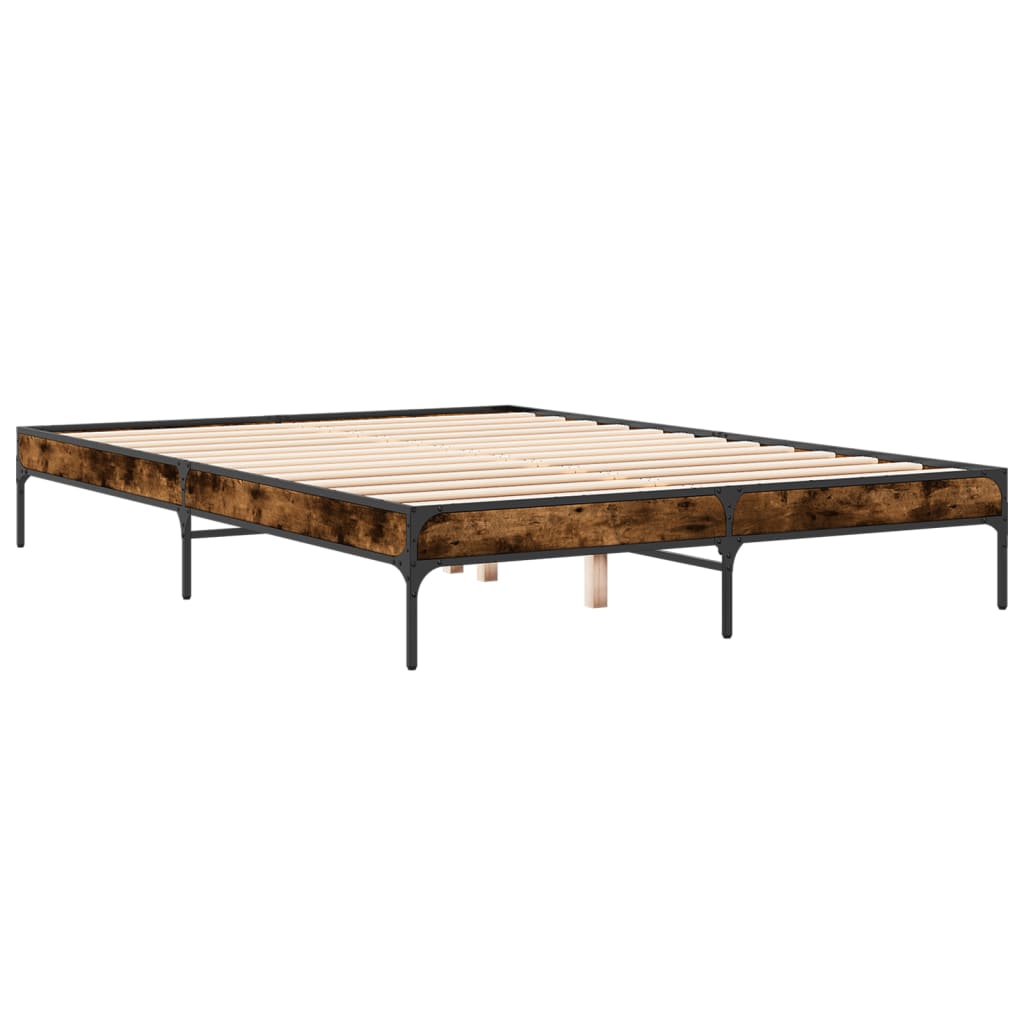 Bed Frame without Mattress Smoked Oak 150x200 cm King Size