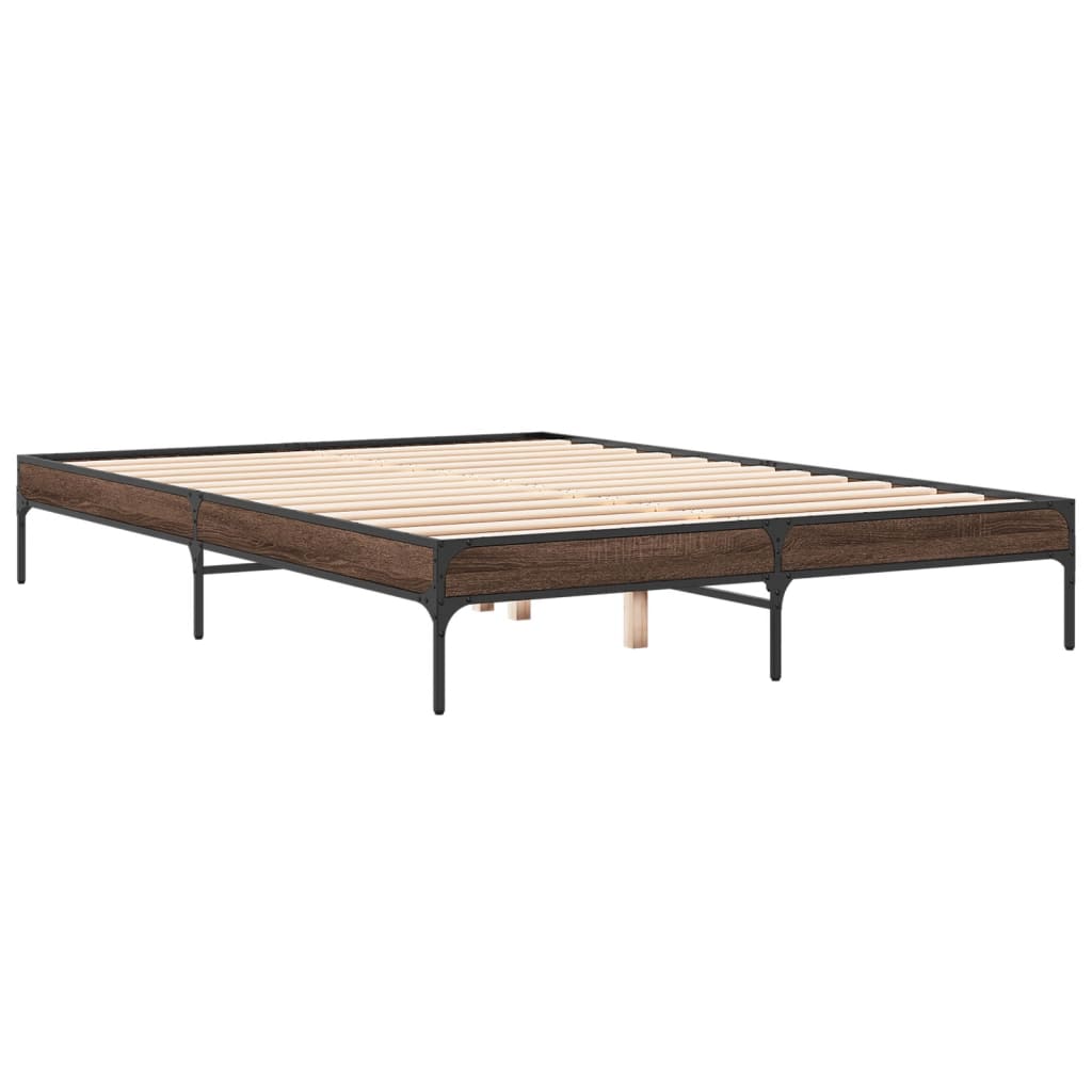 Bed Frame without Mattress Brown Oak 150x200 cm King Size