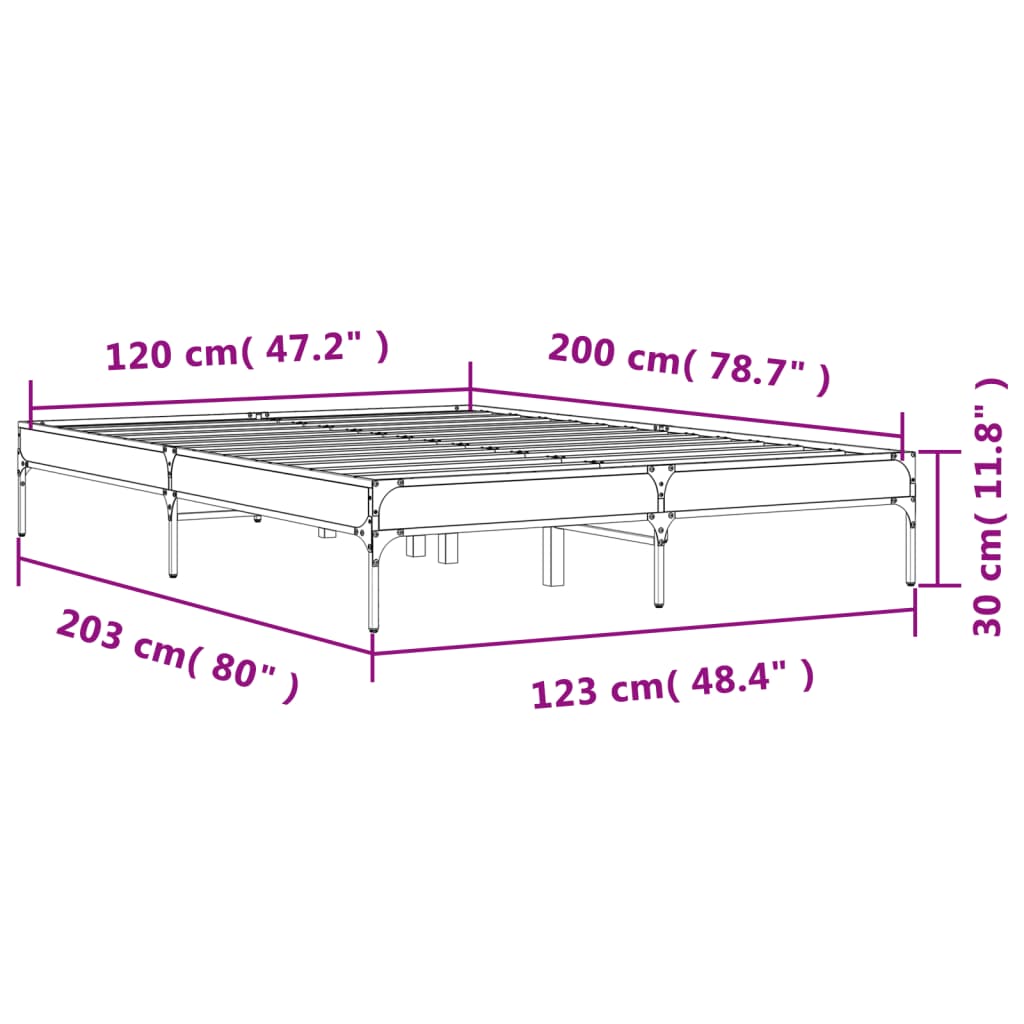 Bed Frame without Mattress Sonoma Oak 120x200 cm