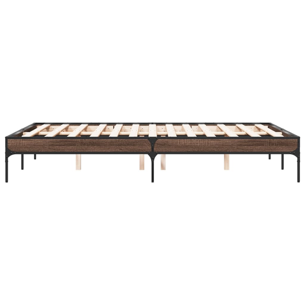 Bed Frame Brown Oak 120x200 cm Engineered Wood and Metal