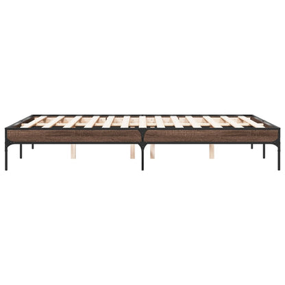 Bed Frame Brown Oak 120x200 cm Engineered Wood and Metal