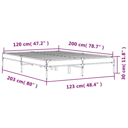 Bed Frame Brown Oak 120x200 cm Engineered Wood and Metal