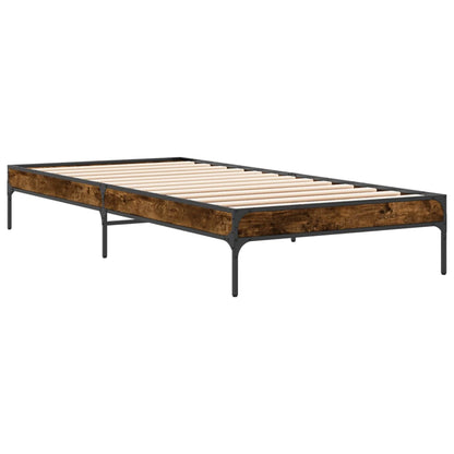 Bed Frame Smoked Oak 100x200 cm Engineered Wood and Metal