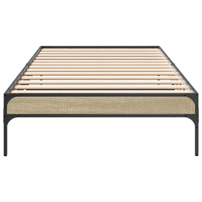 Bed Frame Sonoma Oak 90x200 cm Engineered Wood and Metal