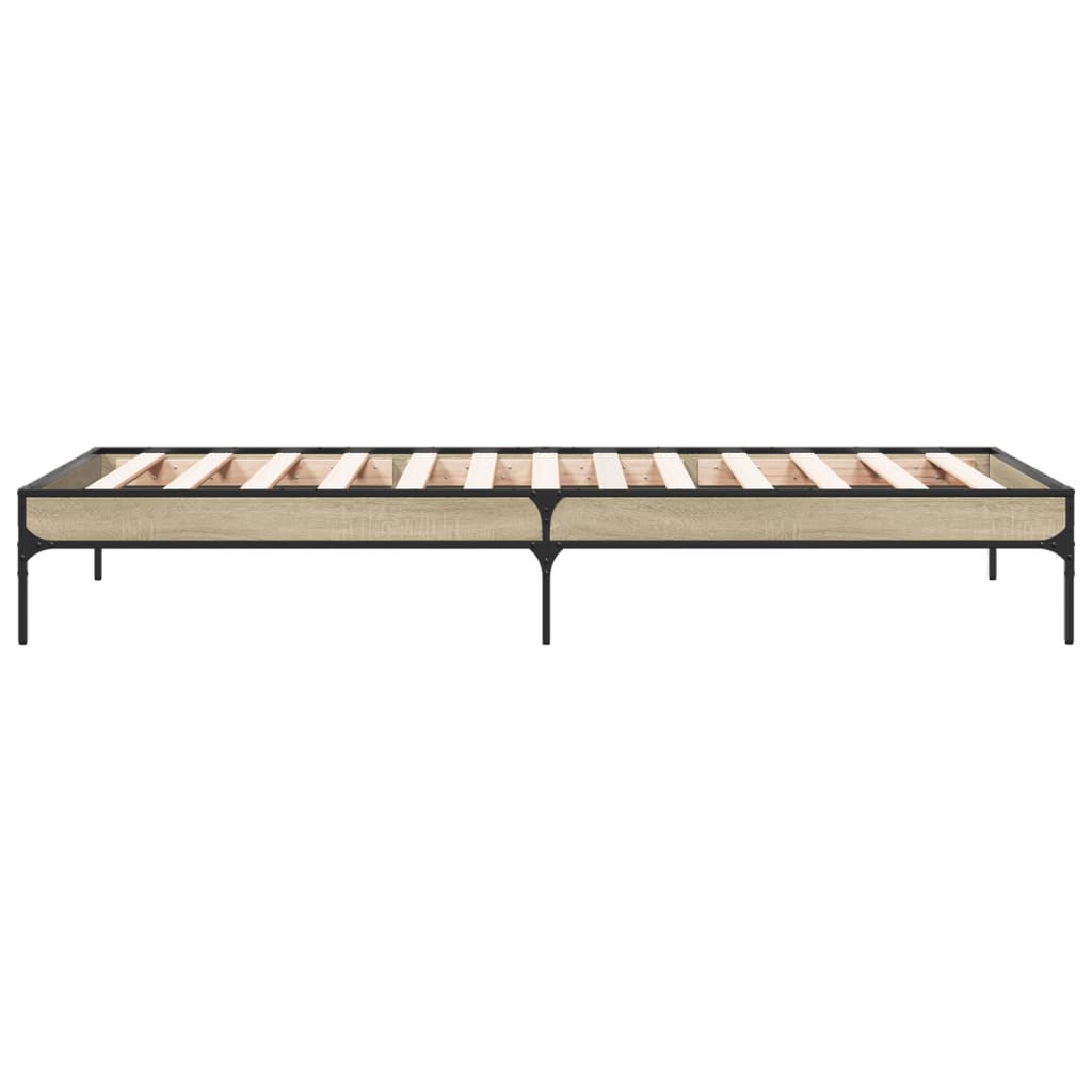 Bed Frame Sonoma Oak 90x200 cm Engineered Wood and Metal